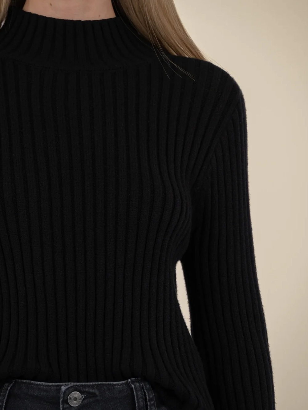 Kut from the Kloth Black Ribbed Mock Neck Sweater